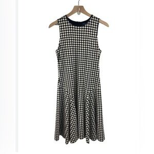 Ralph Lauren Excellent condition sleeveless houndstooth dress. Leather detail